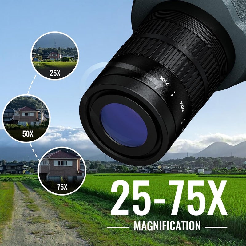 NEYLANG 25-75x70 Spotting Scope - Spotter Scopes with Tripod Phone Adapter Waterproof HD Scope for Bird Watching Wildlife Scenery - Image 3